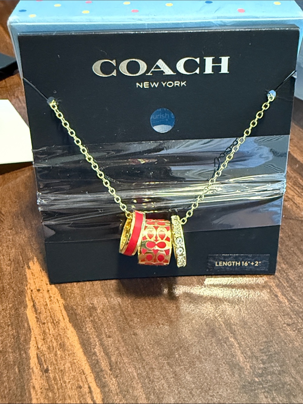 Coach Necklace with Red and Gold Charms NWT Retail $128